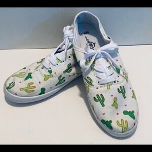 Soul Mates White Sneaker Cactus Designs Size 6-7